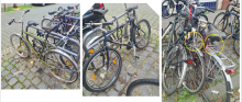 Vier verlassene Fahrräder